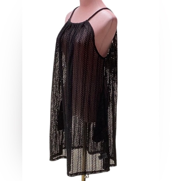 C & C CALIFORNIA NWT BLACK CROCHET SWIM SUIT COVER UP MINI LARGE - Picture 5 of 11